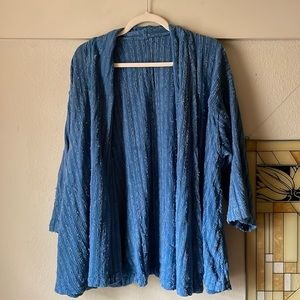 Vintage open front waterfall style heather blue jacket coat